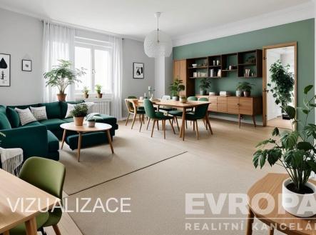 Vizualizace obývací pokoj | Prodej bytu, 3+1, 77 m²