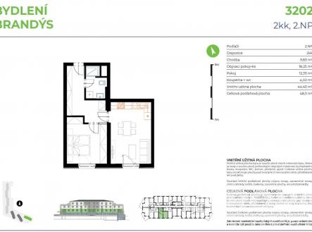 . | Pronájem bytu, 2+kk, 48 m²