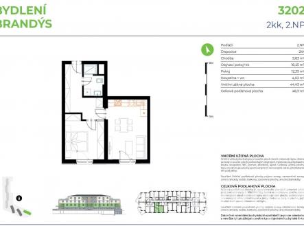 . | Pronájem bytu, 2+kk, 48 m²