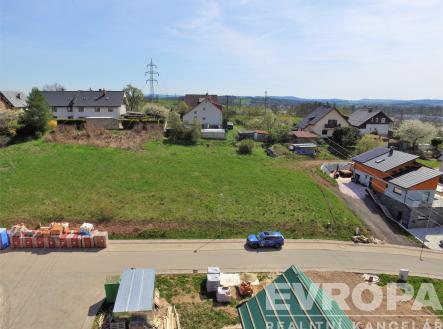 Pohled na parcelu od hor | Prodej - pozemek pro bydlení, 1 252 m²