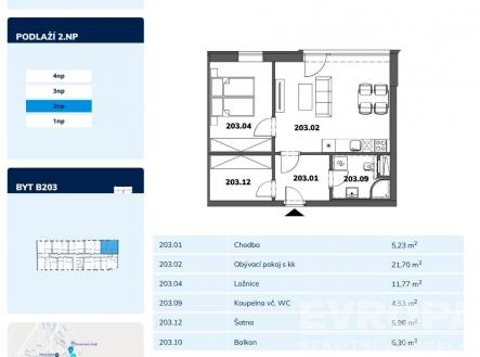 . | Pronájem bytu, 2+kk, 57 m²