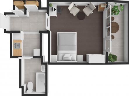 Prodej bytu, 1+kk, 44 m²