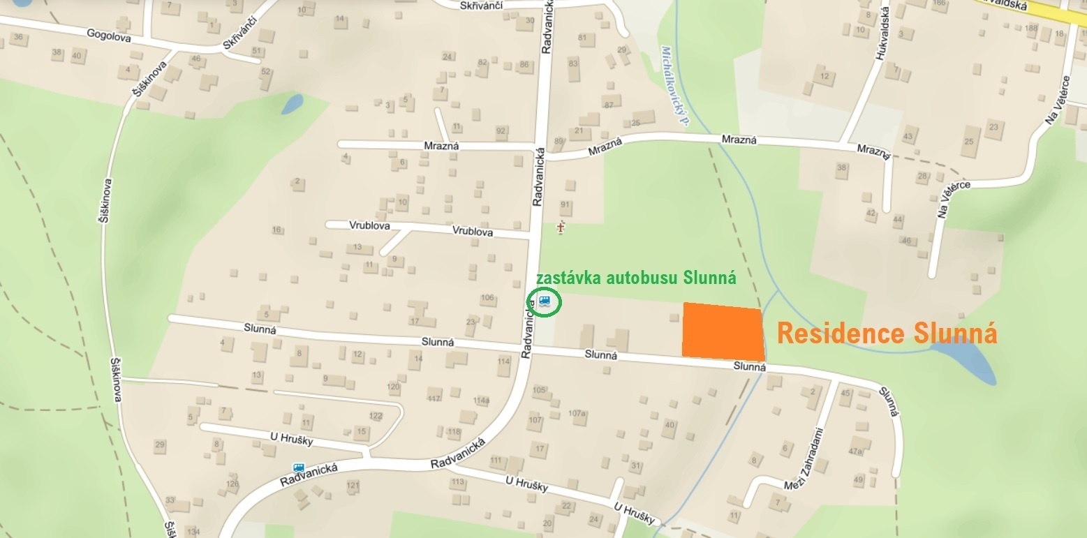 Mapa Residence Slunná
