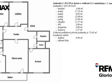 Půdorys | Prodej bytu, 4+1, 82 m²