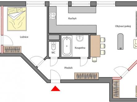 půdorys možné dělení | Prodej bytu, 4+kk, 86 m²