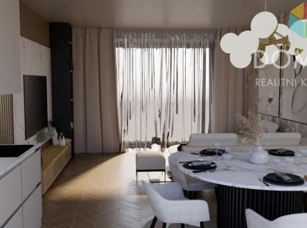 vizualizace obýv.pokoj | Prodej bytu, 3+kk, 97 m²