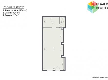 půdorys | Pronájem - obchodní prostor, 51 m²