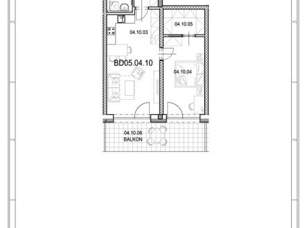 půdorys | Pronájem bytu, 2+kk, 54 m²