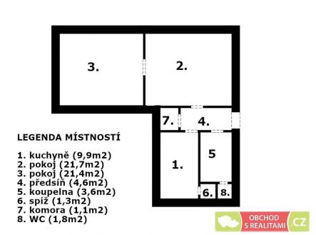 . | Prodej bytu, 2+1, 66 m²