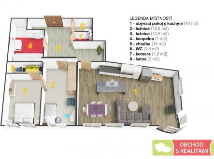 . | Pronájem bytu, 3+kk, 106 m²