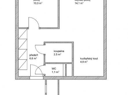 . | Pronájem bytu, 2+kk, 38 m²