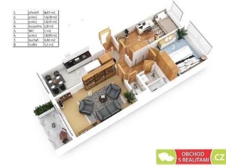 . | Pronájem bytu, 3+1, 70 m²