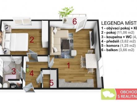 . | Pronájem bytu, 2+kk, 46 m²