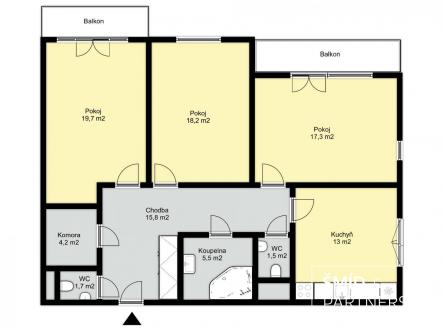 Pudorys - byt Rohacova 830 Kolin.jpg | Pronájem bytu, 3+1, 98 m²