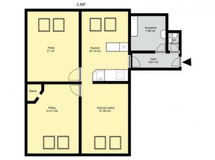 půdorys Simča .jpeg | Prodej bytu, 3+1, 105 m²