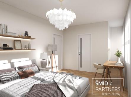 Vila Podebrady - byt 2B ložnice vizu.jpg | Prodej bytu, 3+kk, 84 m²