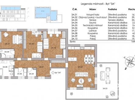 Půdorys - Vila Poděbrady byt 3A.jpg | Prodej bytu, 4+kk, 164 m²