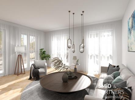 Vila Podebrady - byt 3A obýv pokoj vizu.jpg | Prodej bytu, 4+kk, 164 m²
