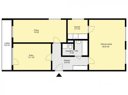 Půdorys - byt Opletalova 132 KH.jpg | Prodej bytu, 3+kk, 68 m²