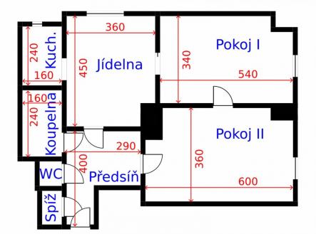 půdorys JPG.jpg | Pronájem bytu, 3+kk, 73 m²