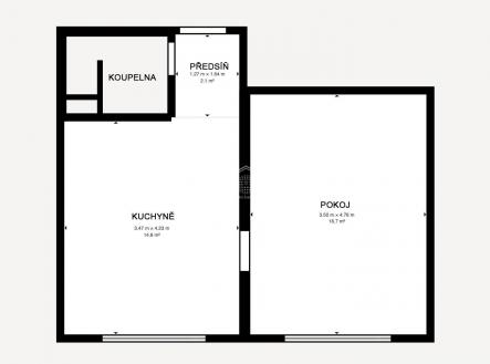 Karla Marxe 1687 - Floor 1.jpeg | Prodej bytu, 1+1, 36 m²