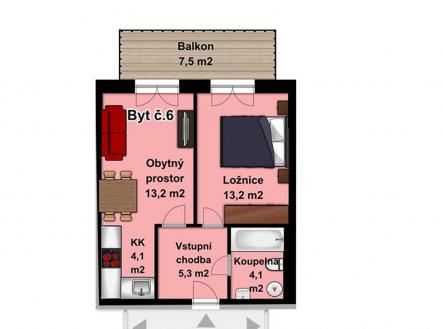 půdorys_2.jpg | Pronájem bytu, 2+kk, 40 m²