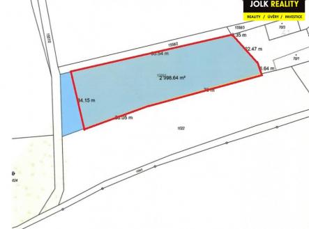 Půdorys s rozměry | Prodej - pozemek pro bydlení, 2 999 m²