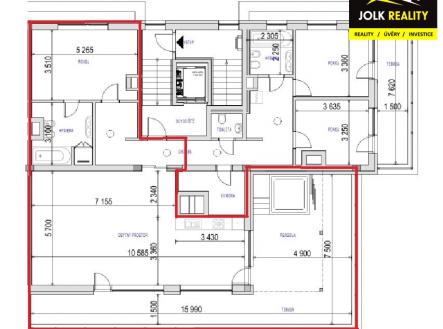 Půdorys bytu -  vyznačení bytové jednotky | Pronájem bytu, 2+kk, 144 m²