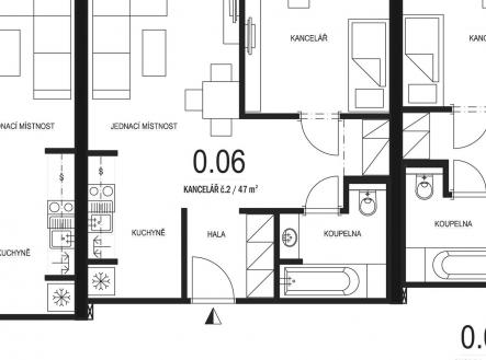 Pronájem bytu, 2+kk, 47 m²