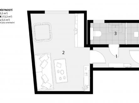 . | Prodej bytu, 1+kk, 21 m²