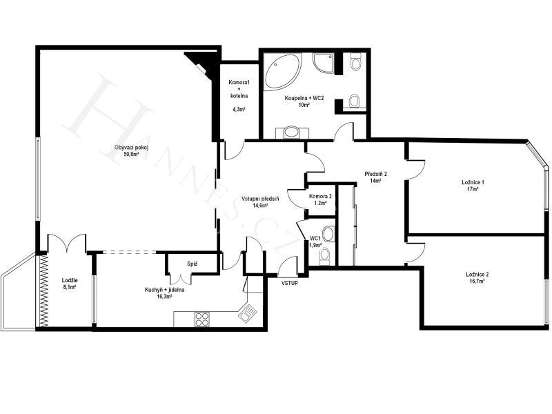 Krásný, prostorný 3+1/Lodžie/Garážové stání/Sklep - 174,4m² - Malvazinky, B - Anděl jen 1 zast. bus