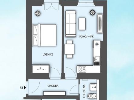 Prodej bytu, 2+kk, 43 m²