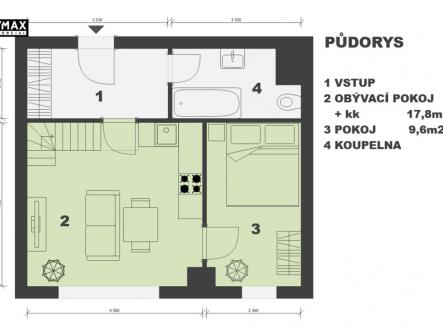 půdorys | Prodej bytu, 2+kk, 39 m²