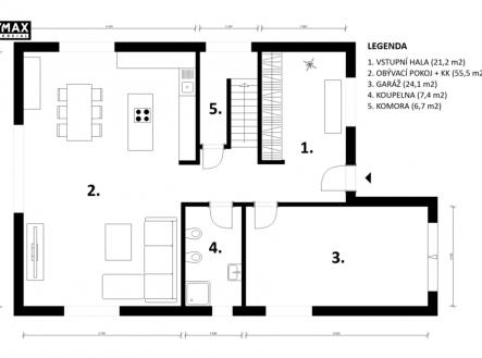 půdorys 1.NP | Prodej - dům/vila, 220 m²