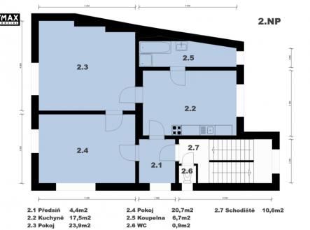 půdorys 2.NP | Prodej - nájemní dům, 242 m²