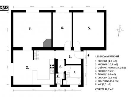 půdorys | Prodej bytu, 3+1, 77 m²