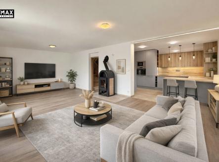 vizualizace - obývací pokoj | Prodej - dům/vila, 190 m²