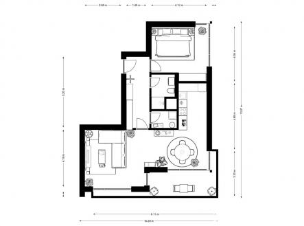 půdorys | Pronájem bytu, 2+kk, 73 m²