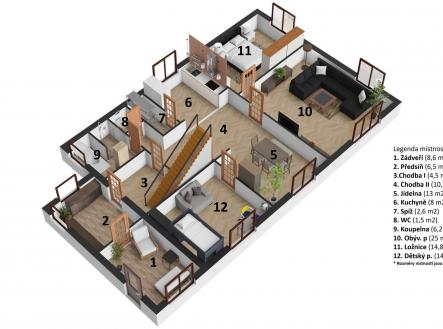 Legenda přízemí | Prodej - dům/vila, 225 m²