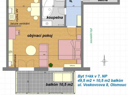 byt 1kk Voskovcova III.jpg | Pronájem bytu, 1+kk, 60 m²