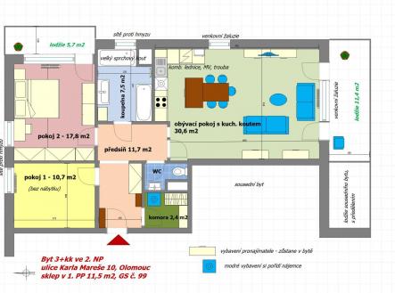 byt 3+kk VP Zouharovi.jpg | Pronájem bytu, 3+kk, 106 m²