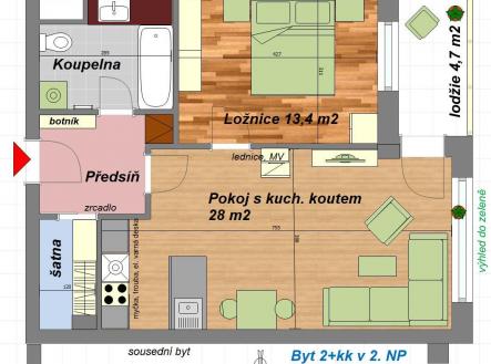 byt 2+kk Peškova11.jpg | Pronájem bytu, 2+kk, 60,3 m²