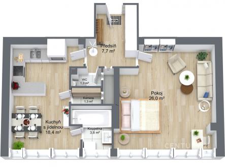 . | Prodej bytu, 2+kk, 57 m²