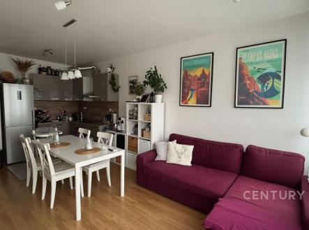 obývací pokoj se zařízením a k.k. | Pronájem bytu, 2+kk, 57 m²