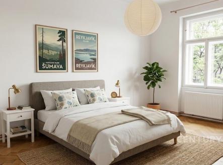 ložnice vizualizace | Pronájem bytu, 2+1, 72 m²