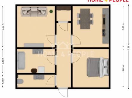 3 | Pronájem bytu, 2+1, 58 m²