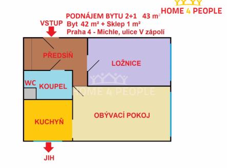 Pronájem bytu, 2+1, 43 m² obrázek