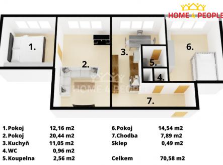 11 | Prodej bytu, 3+1, 70 m²