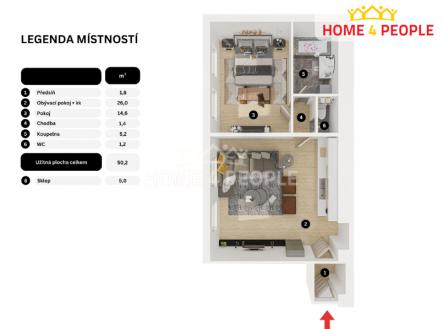 4 | Prodej bytu, 2+kk, 52 m²