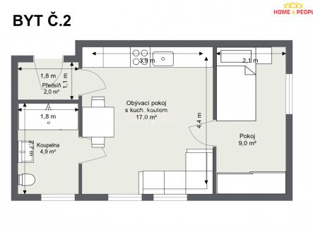 4 | Pronájem bytu, 2+kk, 33 m²